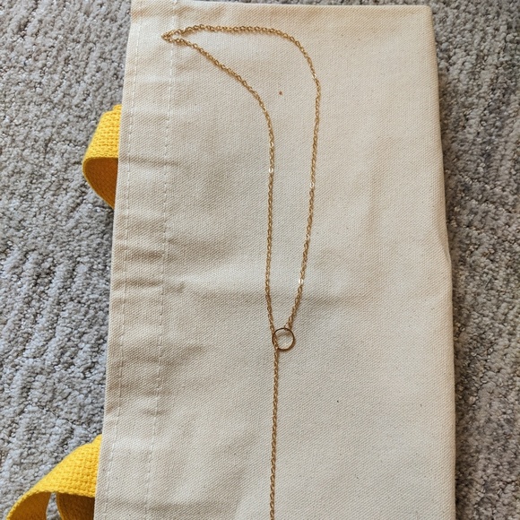 Circle and Bar Dainty Minimalist Necklace - Picture 3 of 3